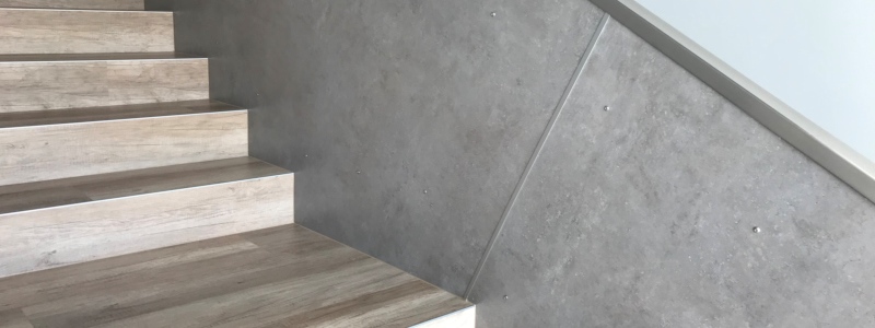 Geländerfüllung aus HPL Platte - Dekorplatte in Betonoptik Geländerfüllung aus HPL Platte - Dekorplatte in Betonoptik