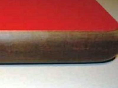 Tischplatte aus Vollkernplatte brauner Kern - Kante mit Radius 9 angefräst Tischplatte aus Vollkernplatte brauner Kern - Kante mit Radius 9 angefräst